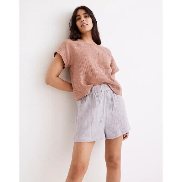 Madewell Pants - Madewell XL Lightspun Easy Pull-On Short Gauze Cotton Lilac Purple